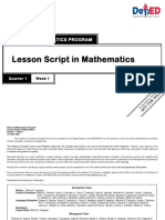 Lesson Script in Mathematics