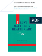 Trust Matters in Health Care (State of Health) - ISBN 0335222838, 978-0335222834