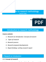 Introduction To Research Methodology Lecture Notes