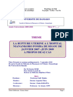 La Rupture Uterine A L'Hopital Nianankoro Fomba de Segou de JANVIER 2007 - JUIN 2009 A Propos de 62 Cas