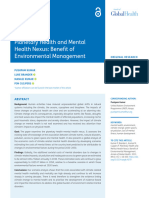 Planetary Health and Mental Health Nexus: Benefit of Environmental Management