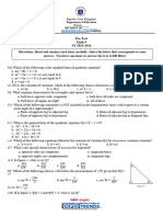 Math 9 Pre Test Sy 2023-2024