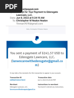 Receipt For Your Payment To Edensgate Lawncare, LLC