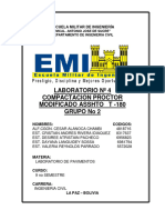 Informe de Laboratorio de Pavimentos Numero 4 - Ensayo de Compactacion Aashto