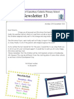 Newsletter 13: ST Thomas of Canterbury Catholic Primary School