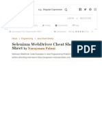 Selenium Webdriver Cheat Sheet Cheat Sheet: Narayanan Palani