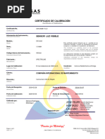 Certificado de Calibración: Sensor Luz Visible