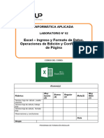 Lab 02 - Excel 2013 - Ingreso y Formato de Datos Operaciones de Edición y Condiguración de Página