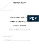 Olhonavaga - PROVA - Câmara de Mongaguá - SP - Câmara de Mongaguá - SP - Analista de Patrimônio