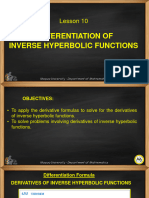 Lesson 10 Differentiation of Inverse Hyperbolic Functions