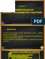 Lesson 9 Differentiation of Inverse Trigonometric Functions