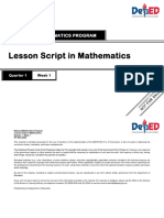 Lesson Script in Mathematics