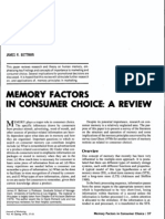 Memory Factors in Consumer Choice: A Review: James R. Behman