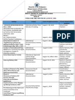 School Activities Plan For The Month of August