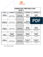 Year 3 Midterm Examination Timetable 2024