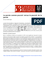 C. Leguil La Parole Comme Pouvoir Versus Le Pouvoir de La Parole PDF