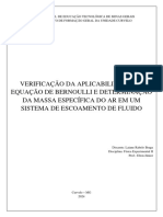 Prática 3 - Equação de Beunoulli - Laiane Rabelo Braga