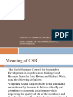 Auditing & Corporate Governance Topic: Models of CSR (Corporate Social Responsibility)