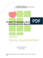 Projeto Pedagógico Licenciatura em Matemática