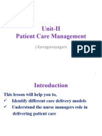 Unit-II - Patient Care Management