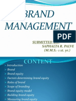 Brand Management: Submitted By: - (M.M.S. - 1 St. Yr.)