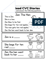 Short E #2 CVC Stories Reading Comprehension English Worksheet