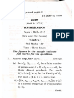 Algebra Previous Year Question Paper