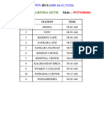 Bus Route Chart