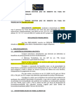 Reclamação Trabalhista - Rescisão Indireta Pelo Não Pgto de Horas Extras, Ausência de Depósitos Do FGTS