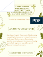 Strategies For Conserving The Biodiversity and Genetic Resources of Natural Ecosystem