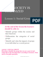 How Society Is Organized Lesson 1 Social Groups