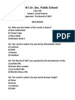 Revolt of 1857 - MCQ Based Questions