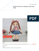 Crochet Pattern For Doll With Brown Hair, Wearing A Blue Dress