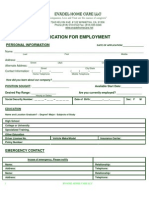 Application For Employment: Evadel Home Care LLC