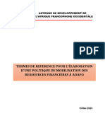 TDRs Politique de Mobilisation Des Ressources Finanacieres A ADAFO Version Finale 1