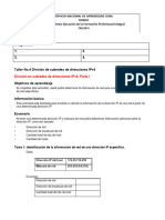 Taller 4 División en Subredes de Direcciones IPv4