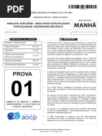 Instituto Aocp 2018 TRT 1 Regiao RJ Analista Judiciario Engenharia Mecanica Prova