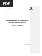 Eircom Submission On The Transposition Into Irish Law of EU Directive 2002.58.EC