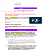 Theories of Personality Summary