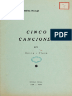 Sanchez Malaga Cinco Canciones para Canto y Piano Musica 1950