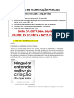 Trabalho de Recuperação Paralela