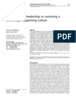 Critical Role of Leadership in Nurturing A Knowledge-Supporting Culture