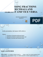 Expressing Fractions To Decimals and Percent and Vice Versa