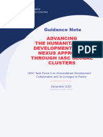 IASC Guidance Note, Advancing The Humanitarian Development Peace Nexus Approach Through IASC Global Clusterss