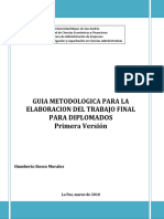 GUIA METODOLOGICA PARA LA ELABORACION DEL TRABAJO FINAL PARA DIPLOMADOS Primera Versión