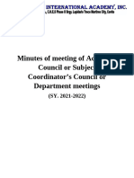 Minutes of Meeting of Academic Council or Subject Coordinators Council or Department Meetings