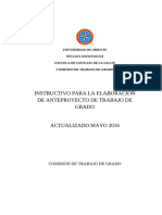 Instructivo para La Elaboración de Anteproyecto