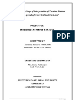 The Study of The Scope of Interpretation of Taxation Statutes With Special Reference To Direct Tax Laws