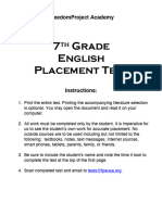 2020-2021 7th Grade English Placement Test