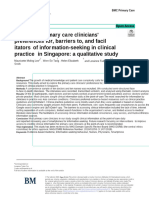 Identifying Primary Care Cliniciansâ Preferences For, Barriers To, and Facilitators of Information-Seeking in Clinical Practice in Singapore - A Qualitative Study